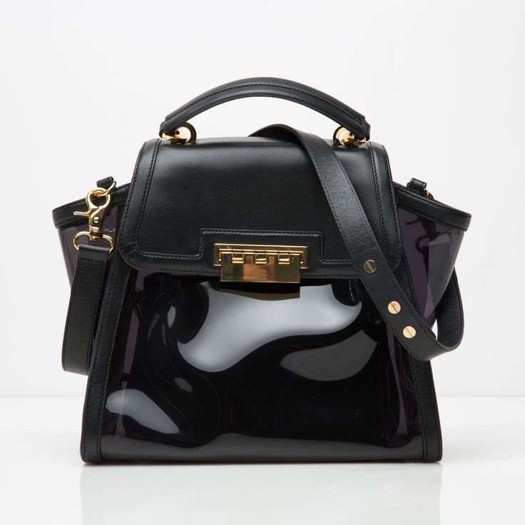 Clear Eartha Top Handle | ZAC Zac Posen Tech Cases, Back In Black, Zac Posen, Back To Black, Top Handle, Camera Bag, Faux Leather, Handbags, Leather