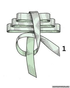 a drawing of a green ribbon tied in a knot