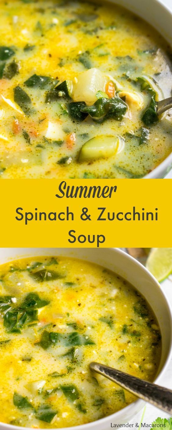 two bowls of spinach and zucchini soup