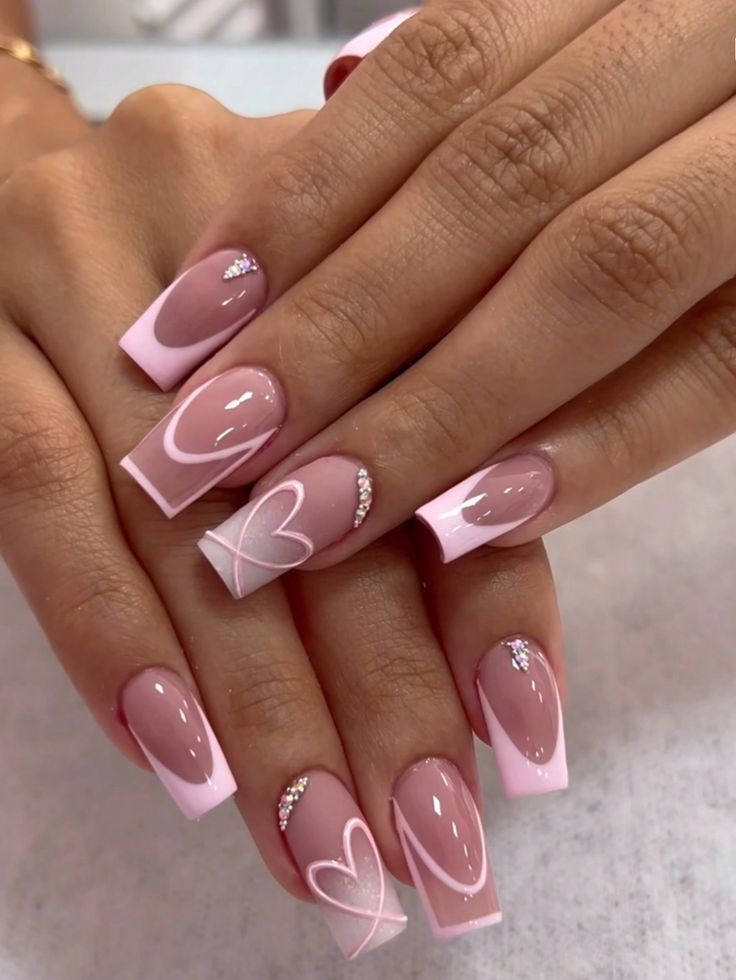 Pink  Collar   Colorblock,Plants Color Nails Embellished   Nail,Hand & Foot Care Girly Acrylic, Fancy Nails Designs, Summery Nails, Girly Acrylic Nails, French Tip Acrylic Nails, Cute Acrylic Nail Designs, Nail Idea, Acrylic Nails Coffin Short, Short Acrylic Nails Designs