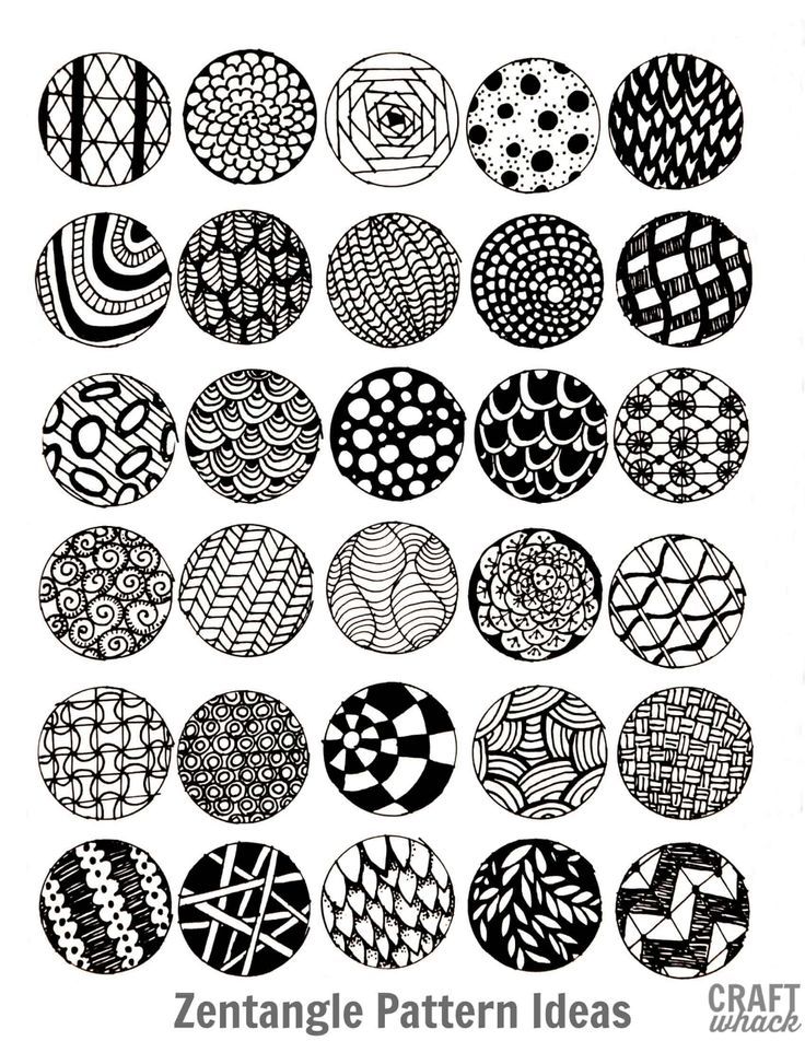 a bunch of circular designs in black and white, with the words zentangle pattern ideas