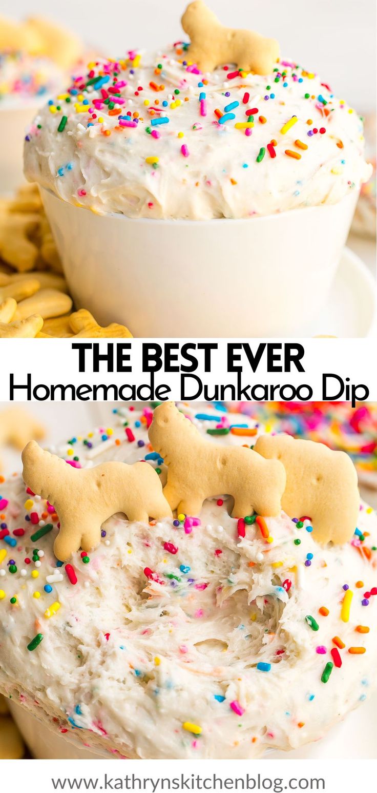 the best ever homemade dunkin donuts dip with sprinkles on top