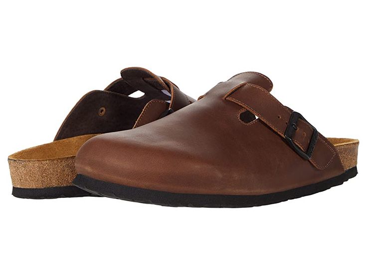 Naot Spring - Men's Shoes : Saddle Brown Leather : With every step comes style when you're strutting in the Naot Spring clogs. Leather upper, lining, and insole. Slip-on construction with adjustable buckle closure. Round-toe silhouette. Man-made outsole. Imported. Measurements: Weight: 12 oz Product measurements were taken using size EU 42 (US Men's 9), width M. Please note that measurements may vary by size. Weight of footwear is based on a single item, not a pair. Winter Leather Footbed Slip-on Slippers, Winter Slip-on Slippers With Leather Footbed, Comfortable Slides With Textured Footbed, Comfortable Winter Slippers With Leather Footbed, Indoor Slip-on Synthetic Clogs, Indoor Synthetic Slip-on Clogs, Winter Leather Footbed Slip-on Clogs, Winter Leather Footbed Slip-on Mules, Winter Slip-on Clogs With Leather Footbed