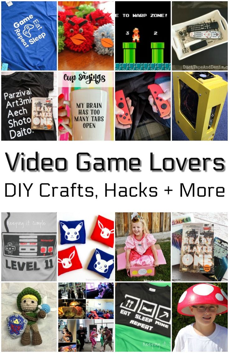 video game lover's diy crafts, hacks and more with text overlay