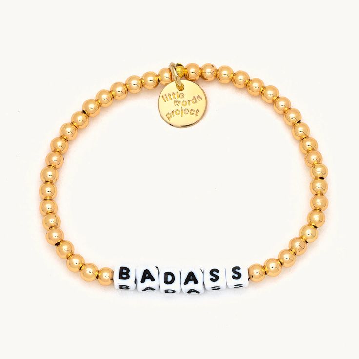 Solid Gold Filled Badass bracelet Little Words Project Bracelets, Little Words Project, Stretchy Beaded Bracelet, Purple Girls, To Be Kind, Handcrafted Bracelets, Blue Rainbow, Blue Evil Eye, Bracelet Online