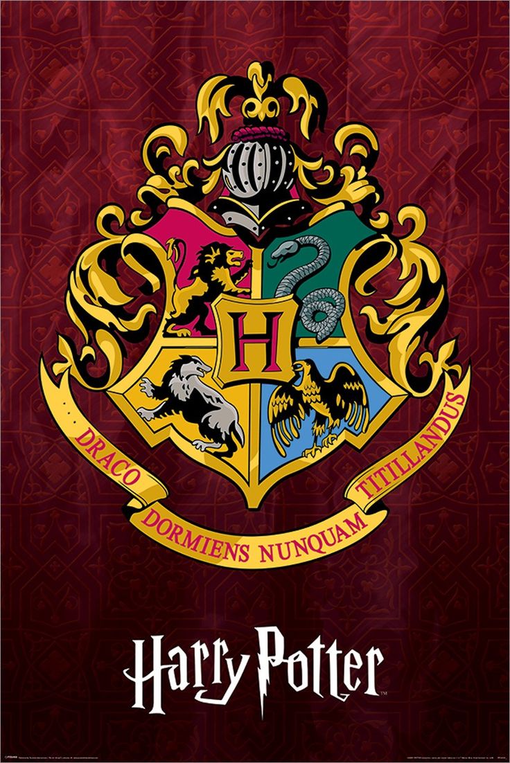 the hogwarts crest is shown on a white background with purple and blue colors