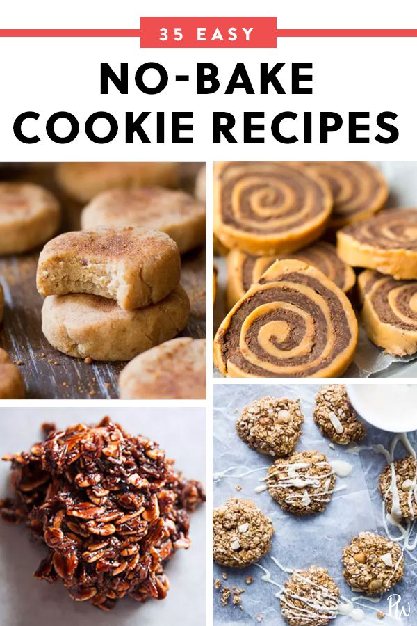 no - bake cookie recipe collage with text overlay