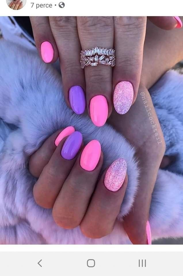 Purple And Pink Nails, Occasion Nails, Pedicure Manicure, Simple Gel Nails, Vibrant Nails, Cute Gel Nails, Design Nails, Designs Nail, Nail Nail