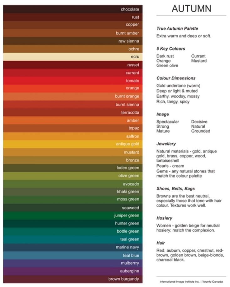 the color scheme for autumn in different shades