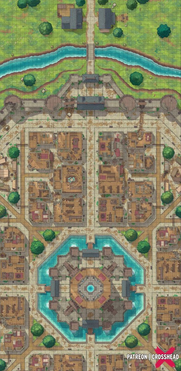 a large map of a city with lots of buildings and trees on it's sides