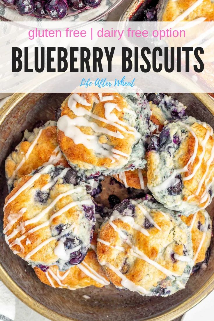 blueberry biscuits with icing in a bowl