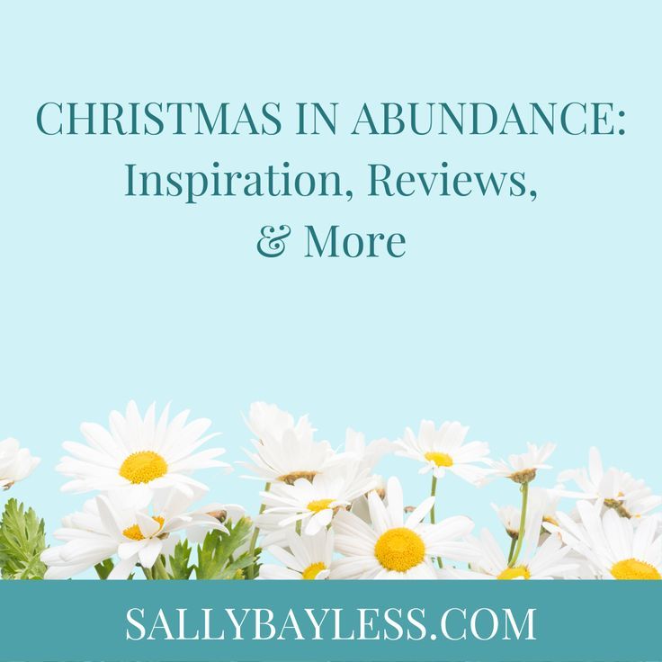 white daisies with the words christmas in abundance, inspiration, reviews and more