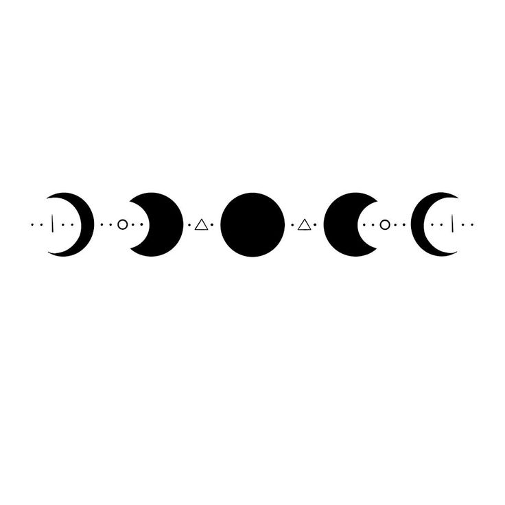 three phases of the moon in black and white