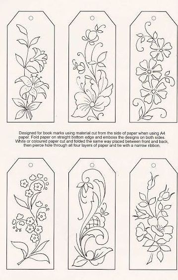 the instructions for how to make an embroidered bookmark with flowers and leaves on it