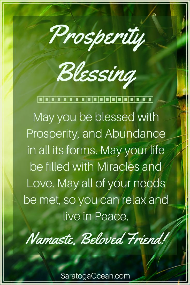 a green background with the words prosperity blessing and an image of bamboo trees in the foreground