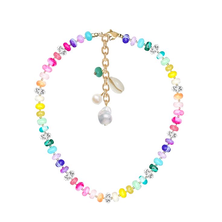 POSITANO OPAL BEADED NECKLACE WITH RONDELLE BEADS Pearl Necklaces With Oval Beaded Details, Colorful Faceted Round Bead Necklaces, Colorful Necklaces With Faceted Round Beads, Rainbow Jewelry With Beaded Round Beads, Rainbow Jewelry With Round Beaded Chain, Rondelle Beaded Pearl Necklaces, Beaded Pearl Rondelle Necklaces, Rainbow Beaded Chain Jewelry With Round Beads, Rainbow Beaded Chain Necklace With Round Beads