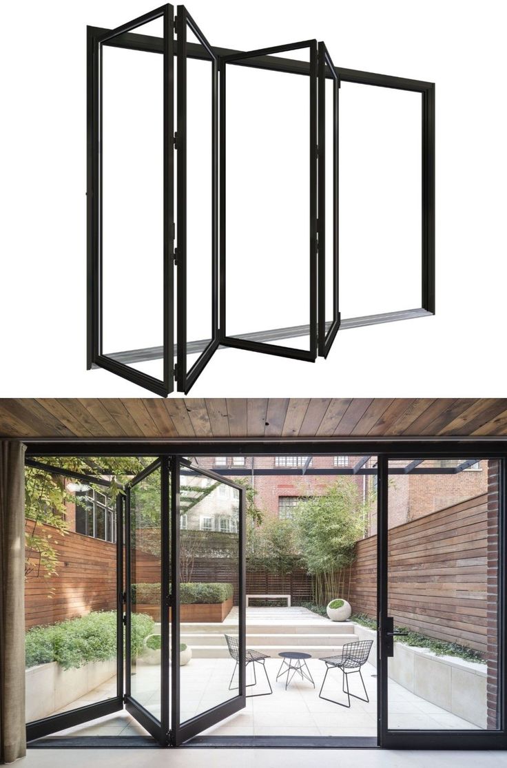 an open folding screen in the middle of a patio