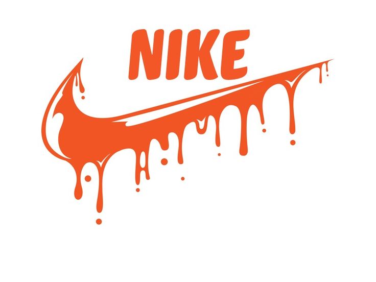 the nike logo is dripping orange and white with red drips on it's side