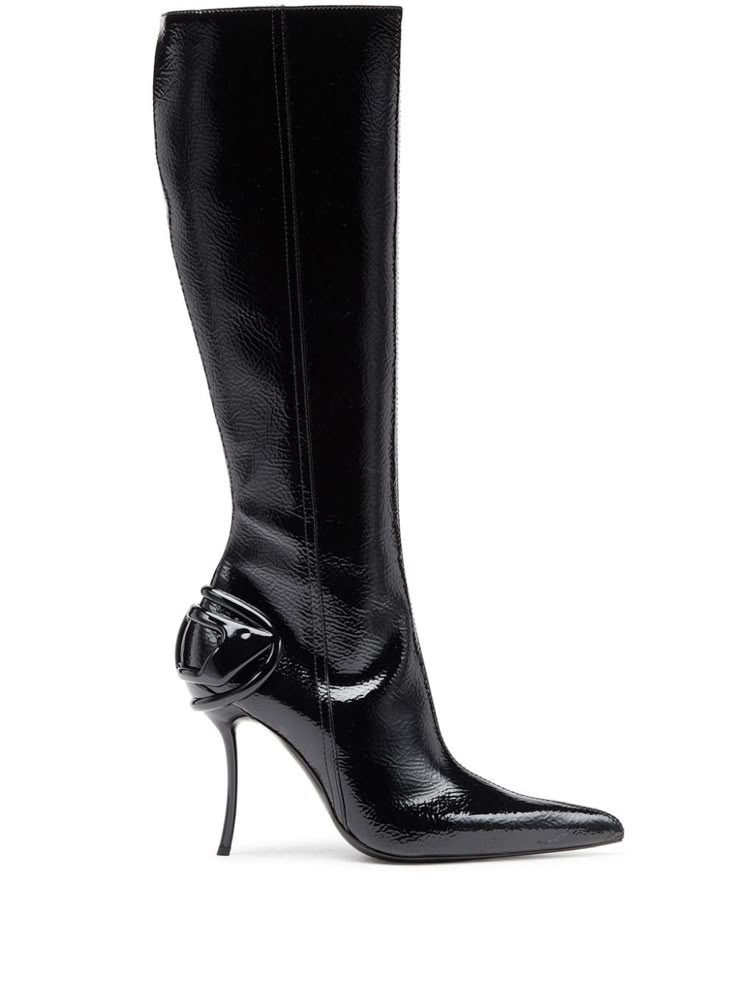 Find DIESEL 110mm Leather Boots on Editorialist. black calf leather knee-length pointed toe stiletto heel Diesel Heels, Shoes Wardrobe, Fatale Aesthetic, Diesel Boots, Diesel Shoes, Leather Boots Black, Shoe Wardrobe, Stiletto Boots, Beautiful Boots