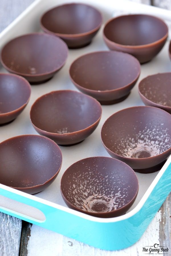 there are chocolates in the pan ready to be eaten for breakfast or desserting