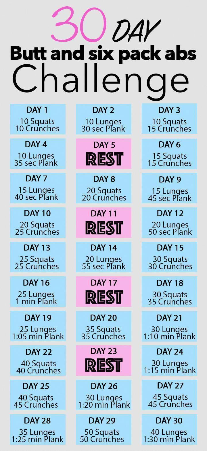 the 30 day challenge is shown in pink, blue and black with text on it