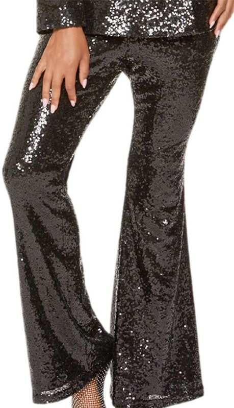 Introducing the Love the Queen 17499-Church Pants that encapsulate sophistication with a touch of sparkle for the modern woman. The pants feature a striking flare design that adds a classic yet contemporary silhouette to any ensemble. Adorned with shimmering sequins throughout, these pants are guaranteed to turn heads and make a statement wherever you go. The comfort-fit waistband ensures these pants sit comfortably at the midsection, offering both comfort and style without compromising on either. Designed to flatter various body types, they provide ample movement for an effortlessly chic look. The high-quality fabric blend allows for a soft touch, while the durability ensures they can be a go-to piece in your wardrobe for years to come. Whether attending a church service, participating in Elegant Black Evening Flares, Black Elegant Evening Flares, Elegant Black Flares For Evening, Elegant Black Flares For Night Out, Elegant Flares For Night Out, Elegant Black Flares For Party, Elegant Full Length Flares For Night Out, Elegant Full-length Flares For Night Out, Glamorous Black Flare Bottoms