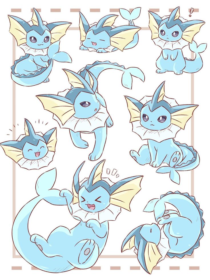 some very cute pokemons with different expressions