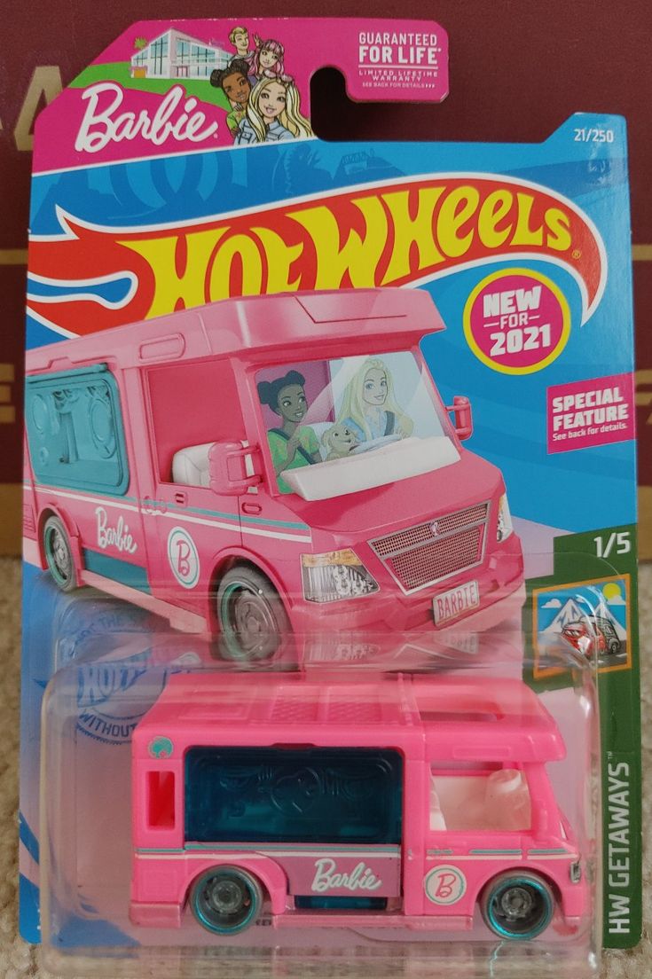 the pink toy truck is in its package