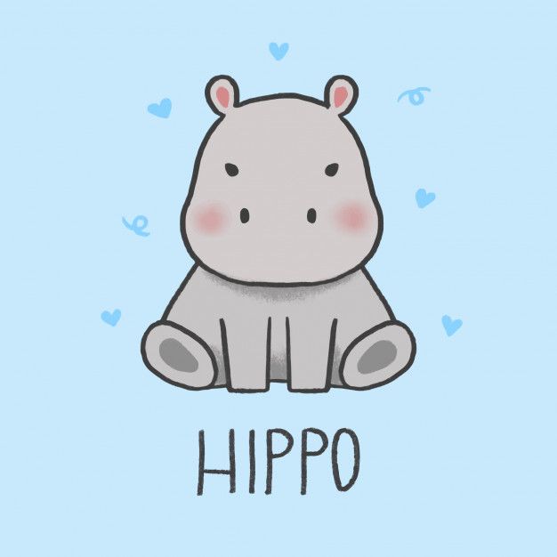 a cartoon hippo sitting on top of a blue background with the words hippo