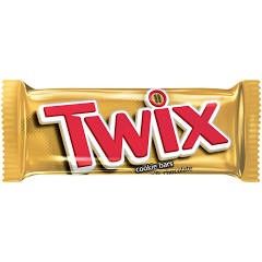 twix chocolate bar on white background