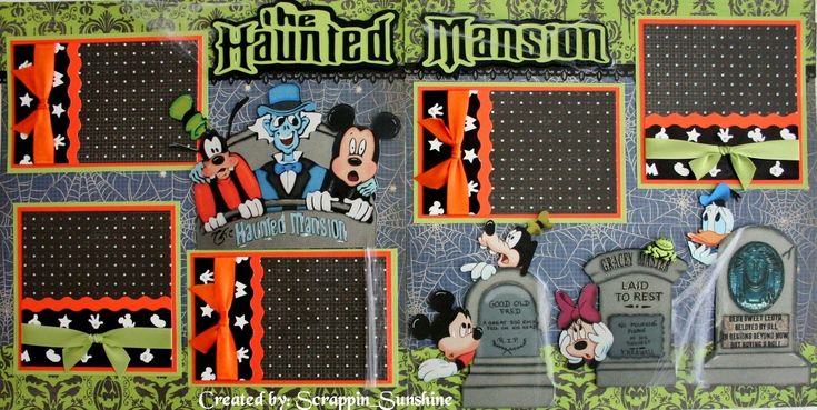 a halloween scrapbook page with mickey mouse and other characters on it's cover