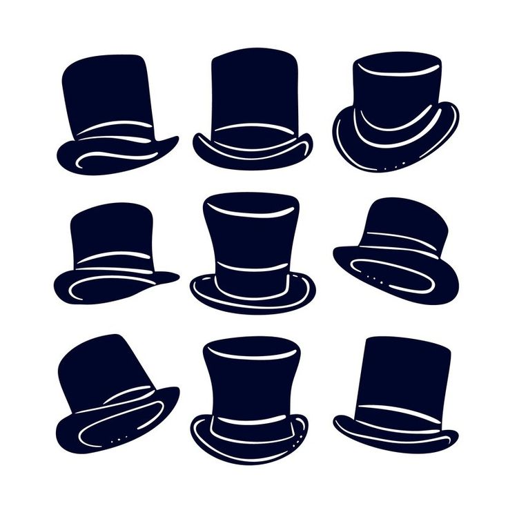 six hats in different shapes and sizes on a white background illustration, eps 8x8 stock photo