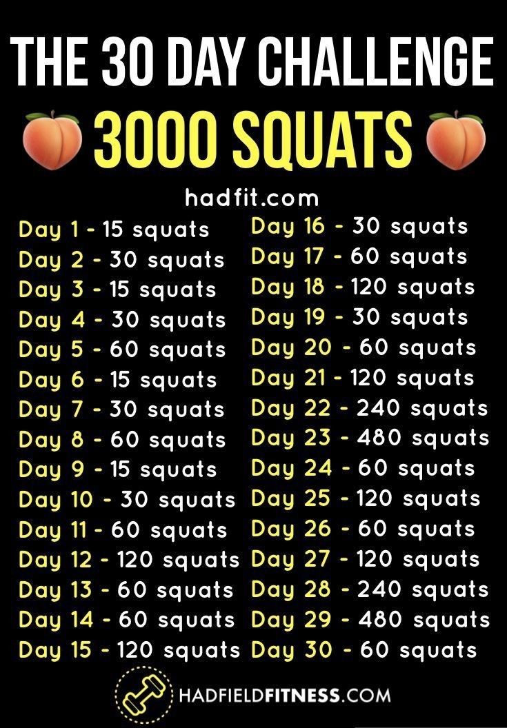 the 30 day challenge for 300 squats with an orange and black poster on it