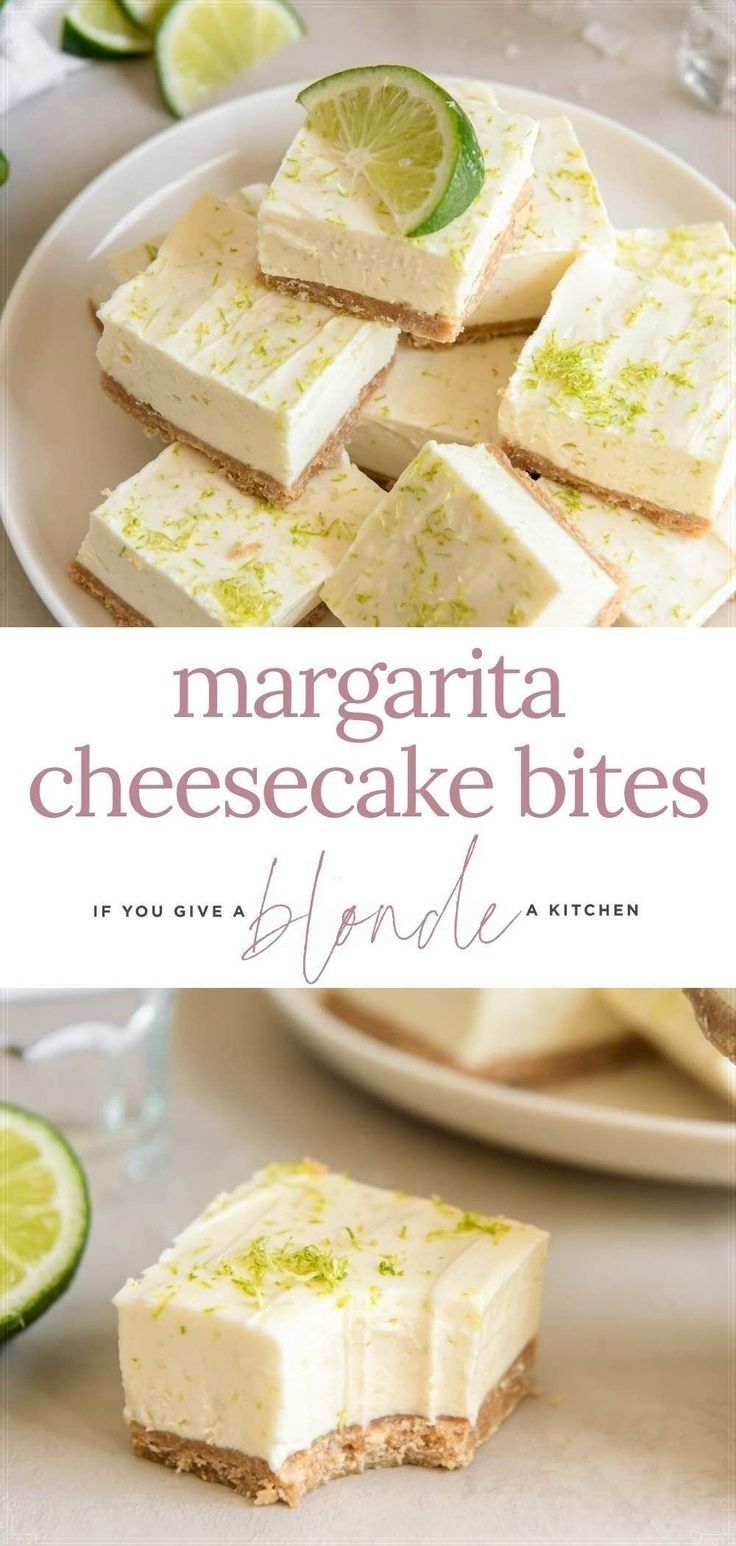 margarita cheesecake bites on a plate with limes