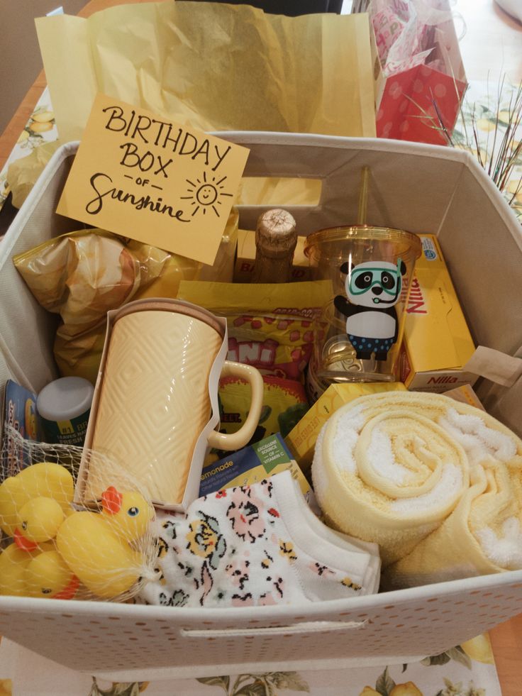 a birthday box filled with lots of goodies