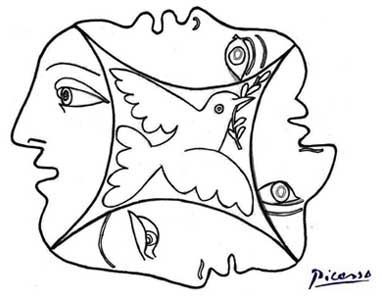 a black and white drawing of a woman's face with birds on her head