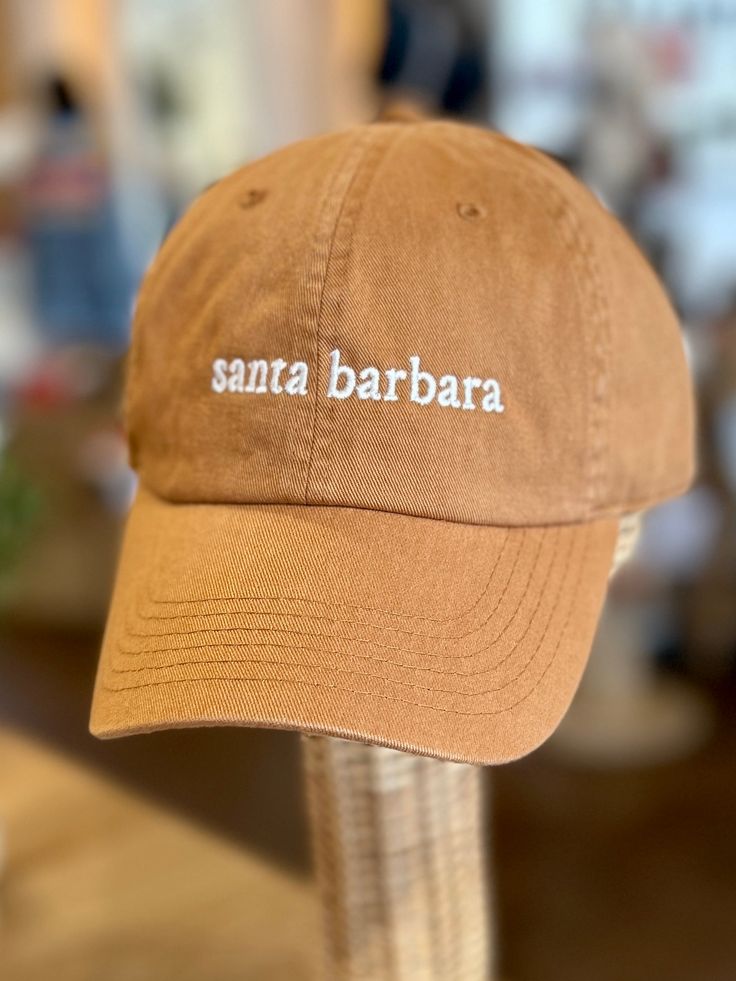 We love our hometown! The simplicity of this hat is perfect for the beach or a night out. One size fits all with adjustable strap Unisex Made from 100% Cotton Embroidered Baseball, Embroidered Baseball Caps, Terry Towel, Unique Materials, Santa Barbara, Corporate Gifts, One Size Fits All, Baseball Cap, Night Out