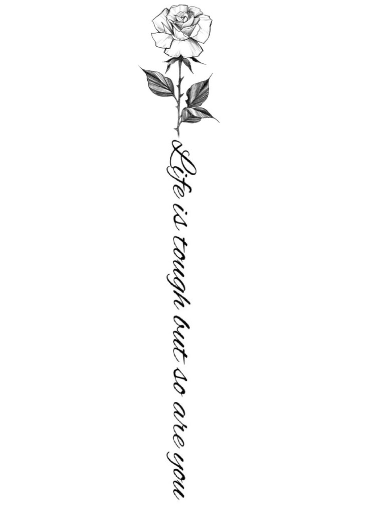 a black and white drawing of a rose with the word love written in cursive writing