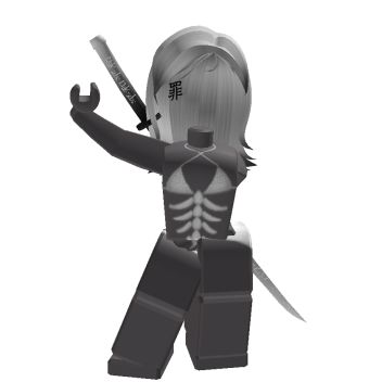 the skeleton girl is holding two knives in her hand and standing with both hands behind her back