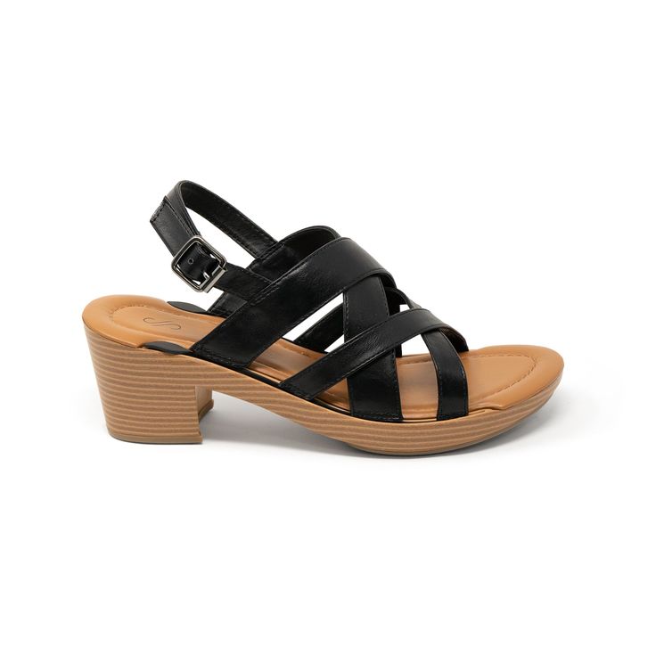 Introducing the Phoenix elegant and classy, this sandal slide goes effortlessly with any outfit. Pair it with classic denim, a fun summer maxi or, let the classic colors add a stylish pop to your fave pair of black jeans. What makes Solely Jane so unique? We have a patented technology that allows the tops to be interchangeable! This means you can swap the top for a different style top using the same base sole. Our customers love this aspect for traveling, less storage for shoes and cost savings. Black Low Heel Sandals For Summer, Black Low Heel Sandals For Spring, Black Sandals With Padded Heel For Spring, Casual Black Wedge Sandals With Padded Heel, Casual Low Heel Slingback Sandals With Heel Loop, Casual Slingback Sandals With Low Heel, Black Block Heel Slingback Sandals For Spring, Spring Slingback Sandals With Cushioned Footbed And Low Heel, Trendy Medium Width Slip-on Sandals