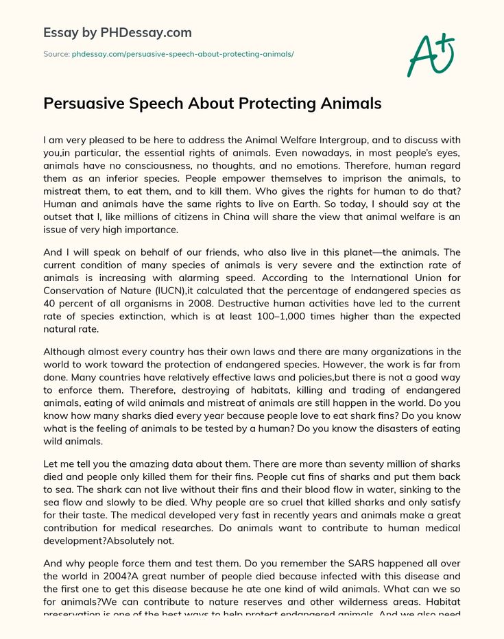 an article about how to use persuusive speech for protecting animals from predators