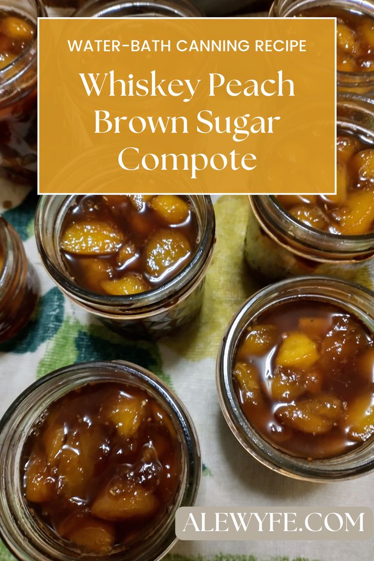 several jars filled with brown sugar and caramel on top of a green table cloth