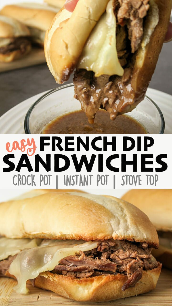 this french dip sandwich is made with crock pot and instant pot stove top meat