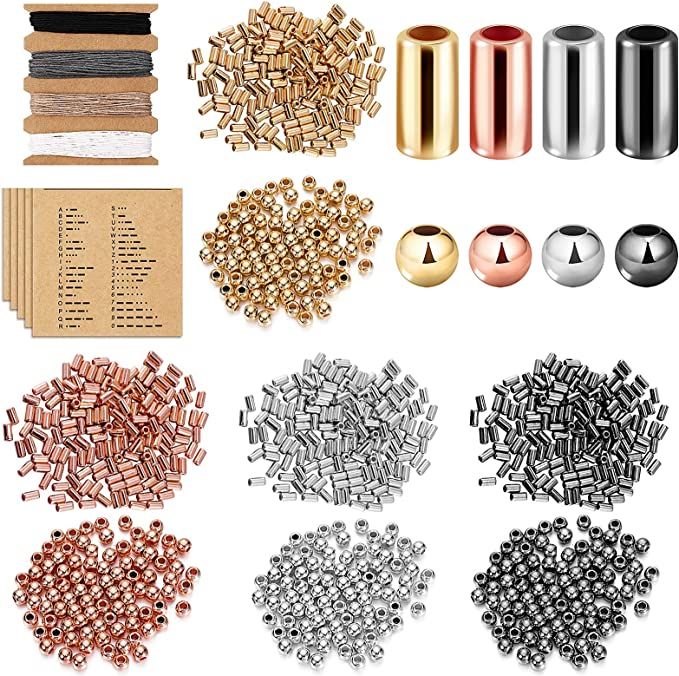 several different types of metal beads