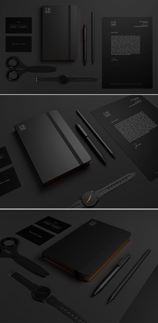 black and white stationery mockups for branding