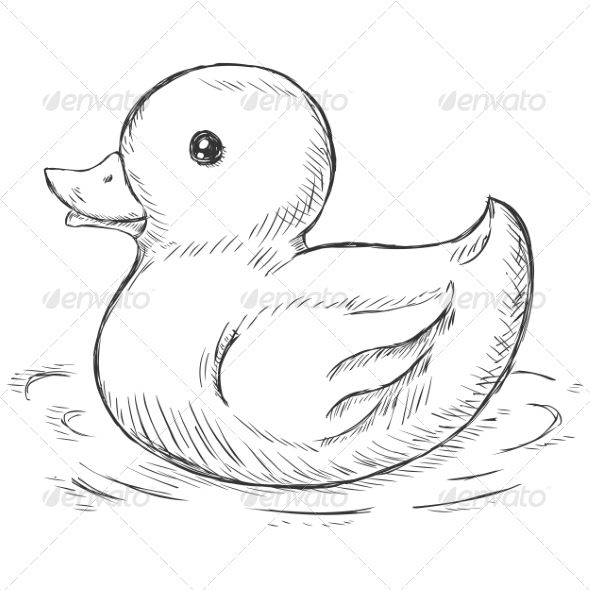 a drawing of a duck in the water