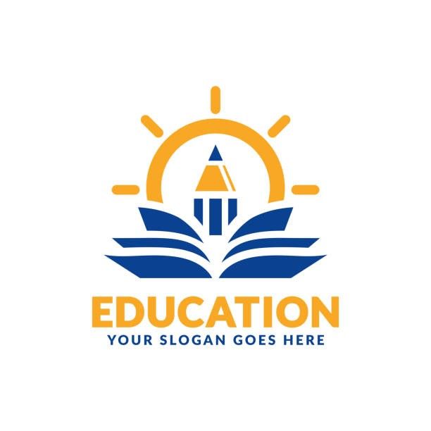 education logo design with an open book and light bulb on the white background, suitable for school