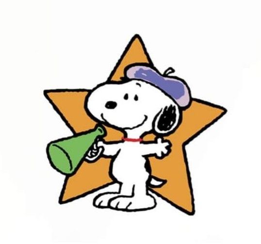 a cartoon dog holding a green bell in front of a star with the words happy new year written on it