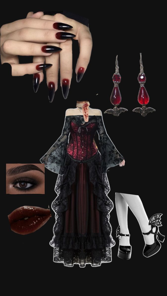 One of the many cosplay that I’ll do and a potential Halloween costume Goth Halloween Costume, Vampire Cosplay, Goth Outfit Inspo, Dark Costumes, Goth Fits, Vampire Halloween Costume, Goth Outfit Ideas, Vampire Costumes, Vampire Clothes