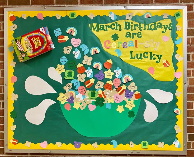 a bulletin board is decorated with candy and candies for st patrick's day